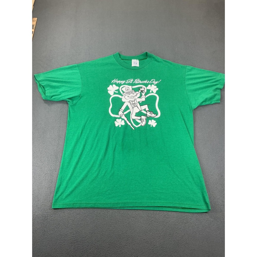 Logo 7 Shirt Mens XL Green St Patricks Day Leprechaun Graphic T-Shirt Crew Neck